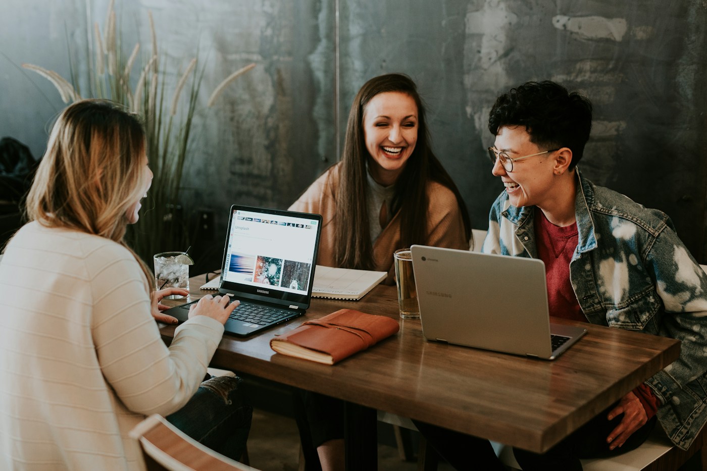 Stock photograph of people collaborating; not company employees